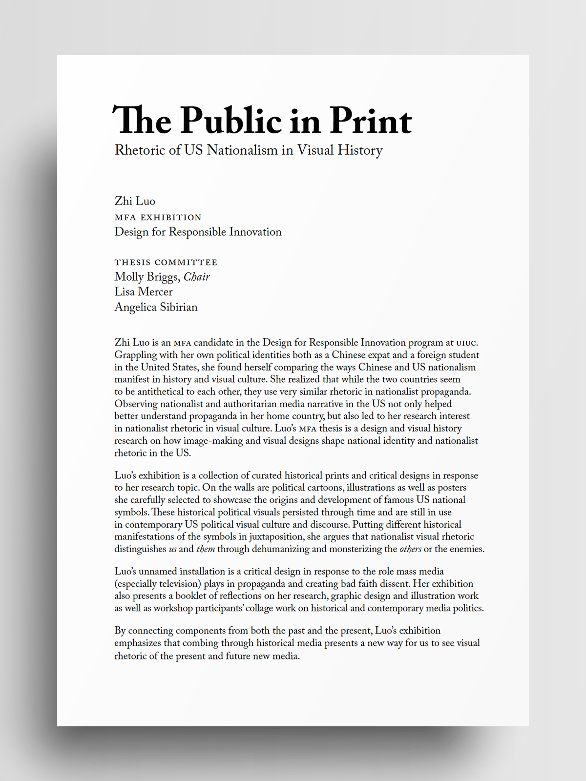 The Public in Print—MFA Exhibition Statement
